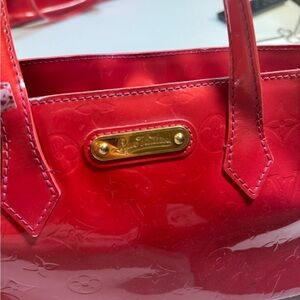 Louis Vuitton Red Glossy Tote with Gold Hardware